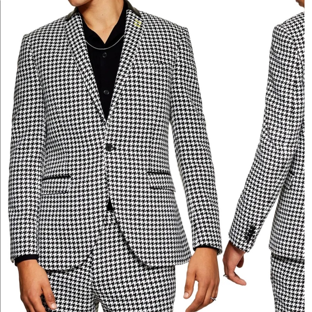 Topman Roe Skinny Fit Houndstooth Suit Jacket
